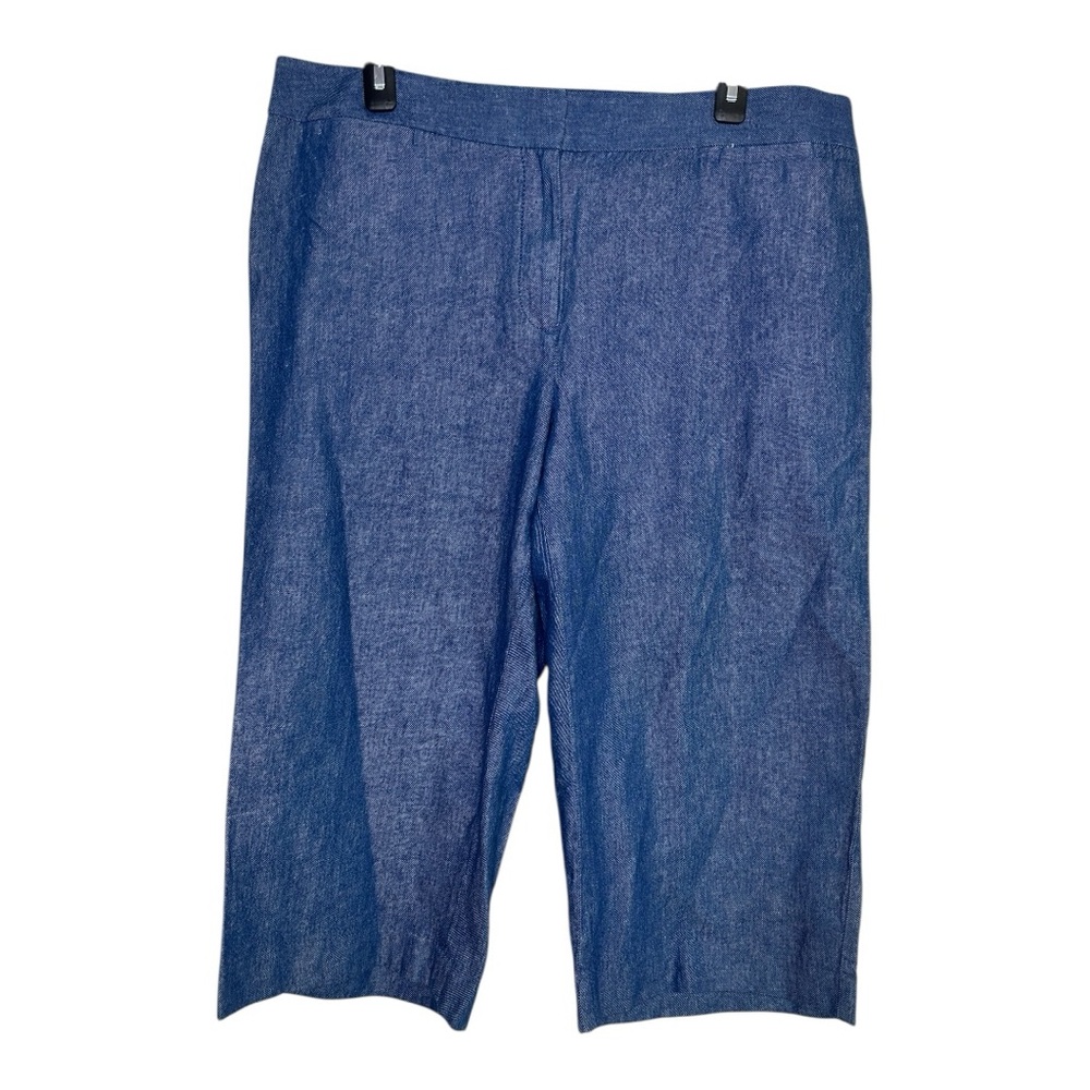 Talbots Chambray Blue Cropped Wide Leg Pants Size 16WP